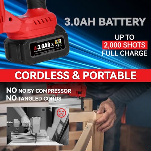 Electric Nail Gun Cordless Staple Gun - for DIY Projects of Upholstery, Home Improvement and Woodworking, Available in Straight Nails and U Nails (Red-B) 2 Electric Nail Gun Cordless Staple Gun - for DIY Projects of Upholstery, Home Improvement and Woodworking, Available in Straight Nails and U Nails (Red-B) - Image 2