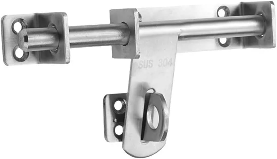 Durability Stainless Steel 304 Thick Pin Heavy-Duty Wooden Door Anti-Theft Bolt Exposed Installation Left and Right with Lock Holes(Large)