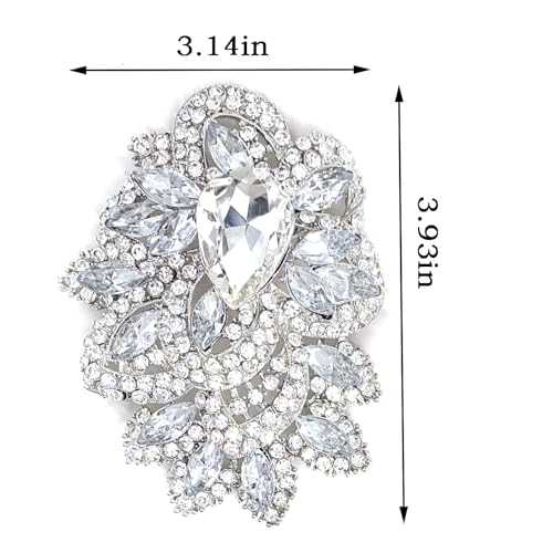 Image of LAXPICOL Big Large Women's Vintage Austrian Crystal Elegant Flower Teardrop Brooch Gold Tone