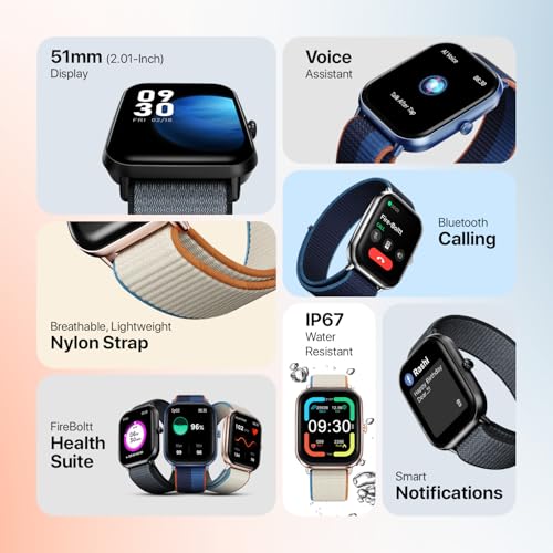 Image of Fire-Boltt Ninja Call Pro Max Nyluxe Smart Watch 2.01 inch Display, Bluetooth Calling, 120+ Sports Modes, Health Suite, Voice Assistance (Midnight Blue)