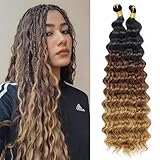Eerya Long Curly Braiding Hair 30 Inch 2 Packs Ocean Wave Crochet Hair for Black Women Deep Wave Braiding Hair for Boho Braids (30 inch, T1B/30/27)