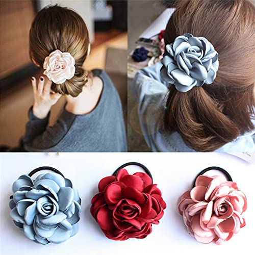 Lovef Jewelry Women Girl 6Pcs（Mixed Color) Cloth Rose Flower Design Ponytail Holders Hair Tie Assorted Rope Rubber Bands Accessories #TOP2