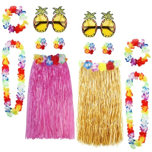 Costume de fête tropicale Luau avec jupe hula et lei de fleurs
