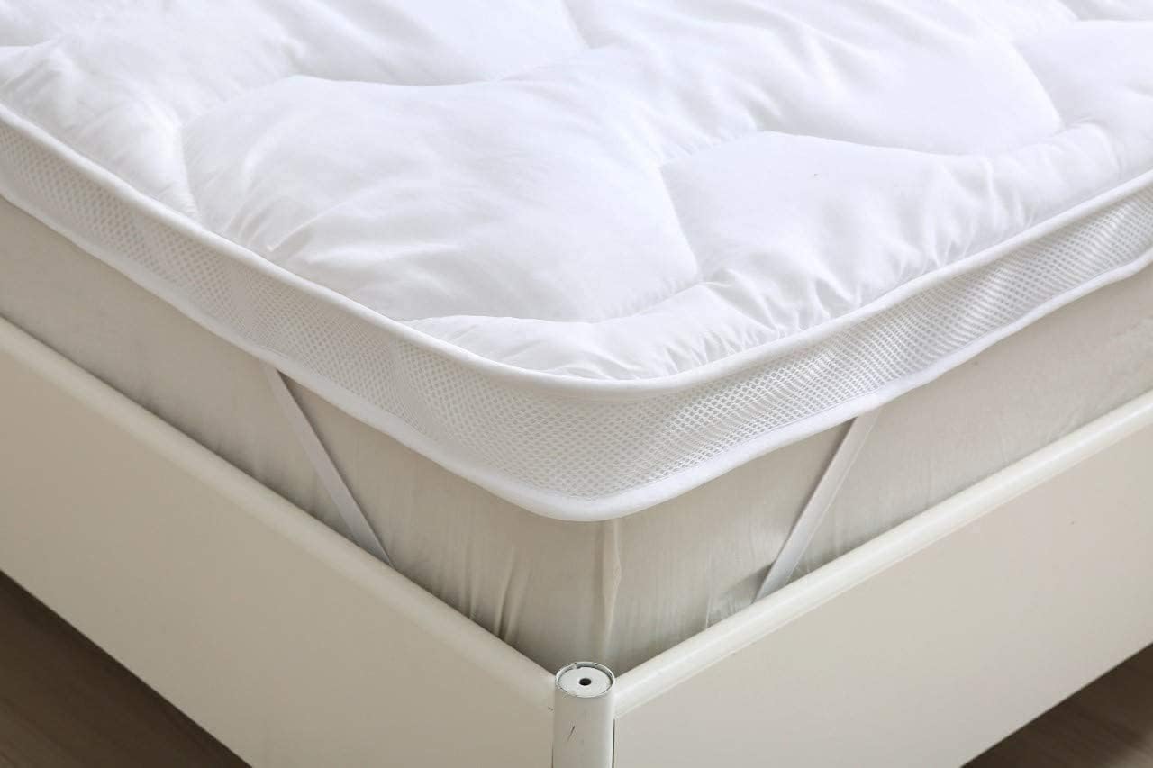 5cm Thick Air Flow Microfiber Mattress Topper Kingsize - Airflow Mattress Topper Extra Soft King Size Mattress Protector Topper Bed Cover 152x198 cm