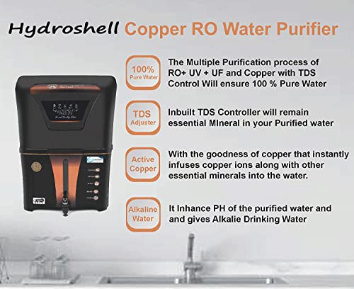 Image of Bio Alkaline with Copper |Ro, UV, UF, TDS Controller RO Water Purifier | 12 L |Black