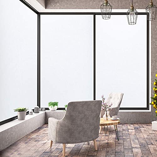 Niviy Etched Privacy Window Film Frosted Glass Static Cling Non Adhesive Window Frost Film For Home Office, White(35.4"X78.7")+4-Pack Window Film Application Kits #TOP4