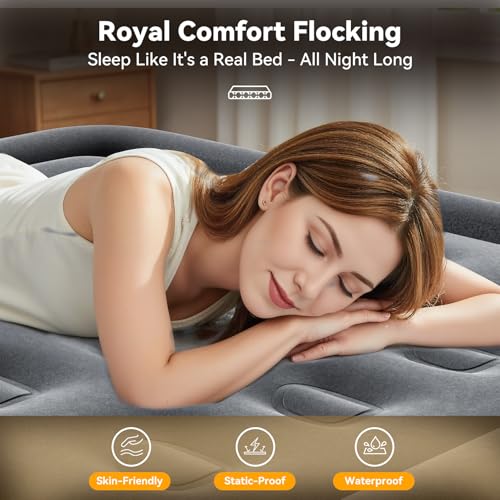 Image of VOSSER Air Mattress Full with Built in Pump,Self Inflatable Mattress in 3 Mins,18''Raised Blow Up Mattress,Portable Air Bed for Home,Guest&Travel,Full Size Air Mattress for Adults 660lb Max,Black