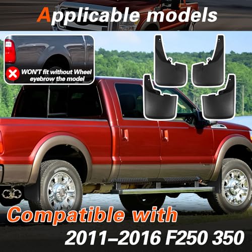 Image of F250 Mud Flaps Compatible with 2011-2016 Ford F250 F350 F450 F550 Super Duty Trucks Mud Guards Splash Guards with Fender Flare Front & Rear 4pcs