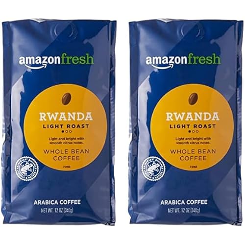 AmazonFresh Direct Trade Rwanda Whole Bean Coffee, Light Roast, 12 Ounce (Pack of 2)