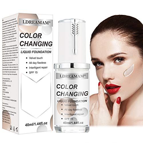 Liquid Foundation Cream,Flawless Foundation,Warm Skin Tone Flawless Colour Changing Foundation Makeup,Concealer Cover Cream,Base Nude Face Moisturizing Liquid Cover Concealer for Women Girls