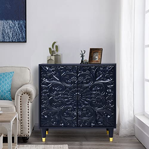 Nosga Storage Buffet Cabinet, Freestanding Sideboard With Double Doors, Modern Wooden Sideboard, Decorative Cabinet For Bedroom, Living Room, Kitchen, Office And Hallway, Blue #TOP25