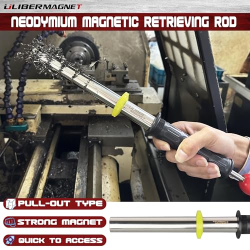 Ulibermagnet Magnetic Pickup Tool,8000 Guass Neodymium Magnetic Retrieving Tool Rod With Release Handle,Heavy Duty Magnetic Sweeper For Metal Cuttings,Pickup Nails thumb #5