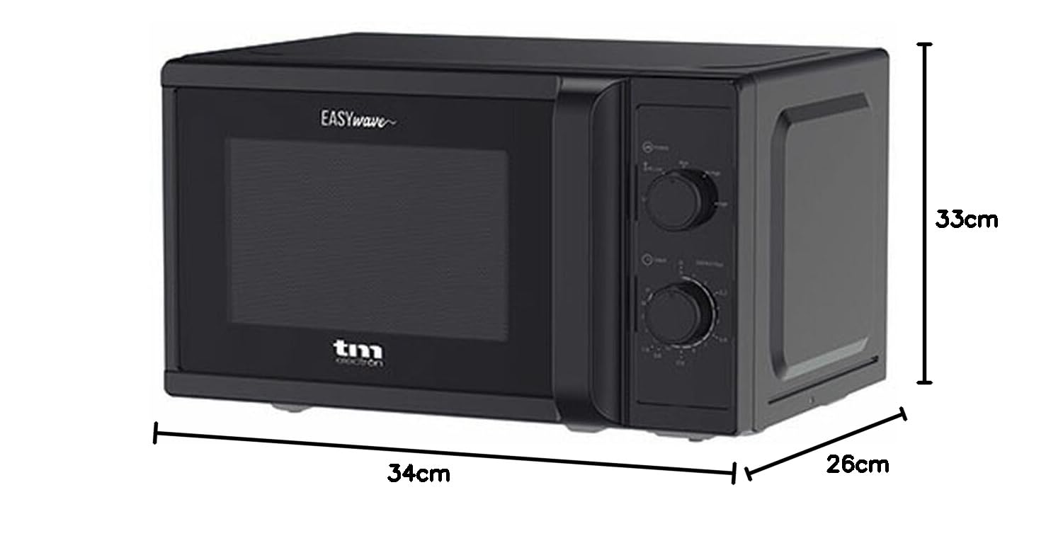 TM Electron TMPMW002BLK EASYWAVE Kuchenka mikrofalowa o pojemności 20 litrów, 700W, 5 poziomów mocy, funkcja rozmrażania i minutnik 35 min, kolor czarny