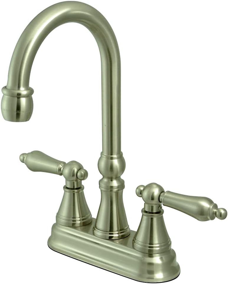 Kingston Brass KS2498AL 4" Center Set Bar Faucet without Pop-Up, 5", Brushed Nickel