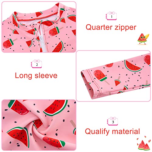 Image of Funnycokid Baby Toddler Girls Swimsuit 4 Piece Bathing Suit Long Sleeve Rash Guard Sets 12 Months-7 Years