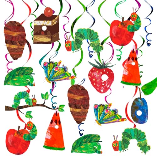 The Very Hungry Caterpillar Hanging Swirl, 40pcs Caterpillar Butterfly Birthday Hanging Swirl for Hungry Caterpillar Birthday Decorations
