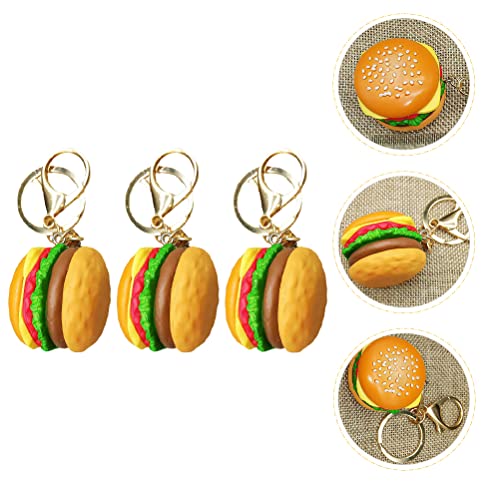 LUOZZY 3pcs Hamburger Keychains, Resin Hamburger Key Ring Cheeseburger Key Chain Simulation Food Pendant Keyring by LUOZZY - Image 3