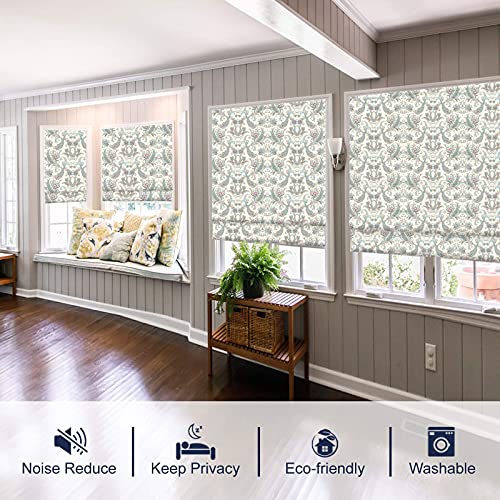 Roman Shades For Windows, Washable Fabric Blackout Cordless Roman Shades For Windows, Doors, Kitchen Windows, Floral Pattern In Paisley #TOP3