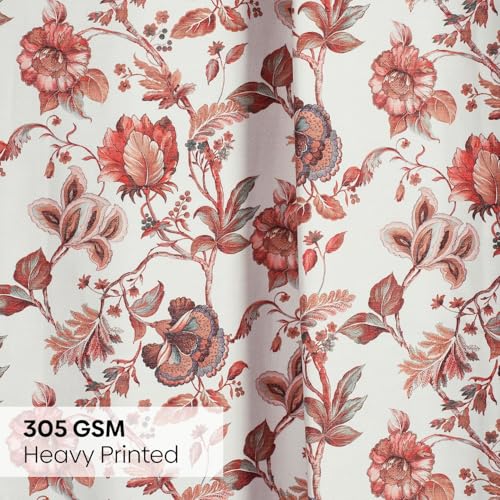 Image of haus & kinder Digital Printed Cotton Window Curtain 5 Feet Long Pack of 1 Window Curtain, 5 Feet Curtain for Window (Rustic Petal, Light Pink 130x152 CM)