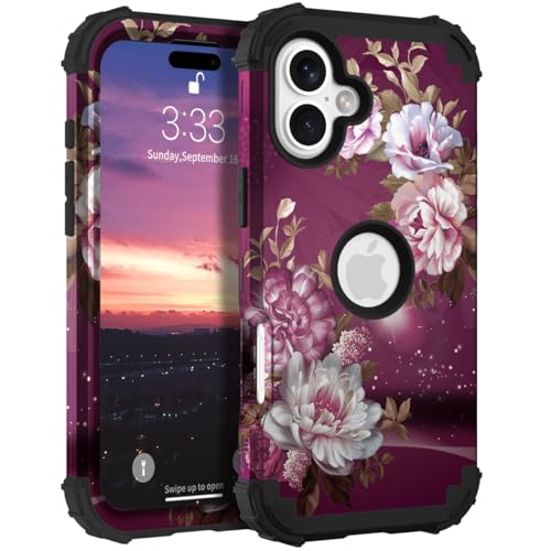 Hocase Heavy Duty Case for iPhone 17 6.3"", Royal Purple Flowers