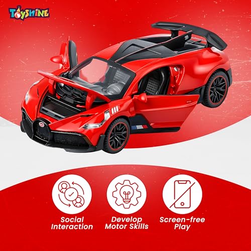 Image of Toyshine 1:32 Scale Die Super Fast Racing Model Car with Music and Lights Along with Pull Back Function Opening Doors Feature for Kids Boy Girl 3+, Red