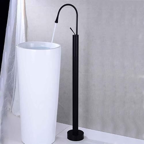 VDOQTLJT Bathtub Faucets Bath Tub Sink Mixers Floor Mounted Black Finish Brass Free Standing Hot and Cold Faucet Set Luxury Gold Tap(Nero)