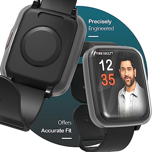 Image of Sounce Watch Case Compatible for Fire-Boltt Ninja 3 Tempered Glass Screen Protector,HD Clear Touch Sensitive Ultra Thin TPU Protective Cover - Transparent