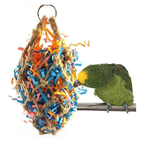 Keersi Jute Paper Strips Bird Chew Toy for Pet Parrot Budgie Parakeet Cockatiel Conure Lovebird Finch Canary Cockatoo African Grey Macaw Eclectus Amazon Cage Accessories Cover
