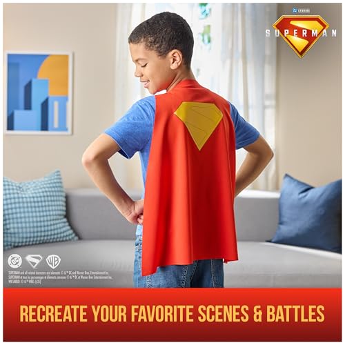 Image of DC Comics, SUPERMAN Power Cape Set, Super Heroes Halloween Costume for Kids with Iconic Chest Plate for Ages 4 and Up