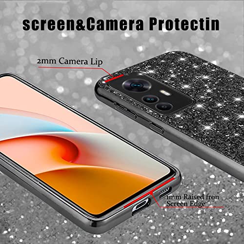 Coque paillettes Xiaomi Redmi Note 12S cadeau idéal en silicone noir brillant fille et femme