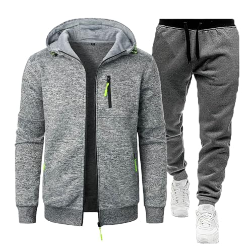 Chándal para hombre de algodón, chándal para casa, deporte, fitness, informal, jacquard, sudadera con capucha, chaqueta de punto, Gris claro., S