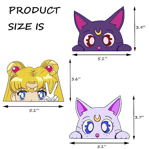 Momo Panda 3Pcs For Sailor Moon Anime Peeker Car Decals Funny Bumper Vinyl Sticker For Motorcycle Bike Window Trunk Jdm Accessories #TOP29