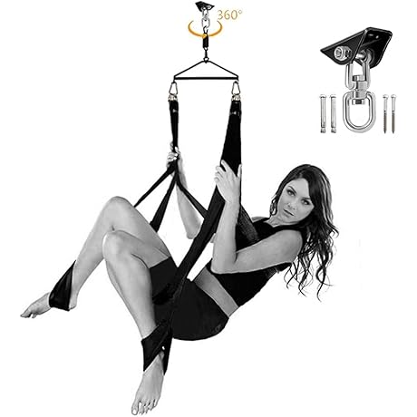 MISSTU Sex Swing, 360 Degree Spinning Sex Swing with Headrest Dual Hook...