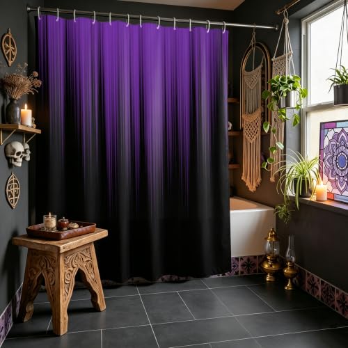 Image of AAtter Purple and Black Shower Curtain, Modern Ombre, 72x72 Inch, 12 Hooks