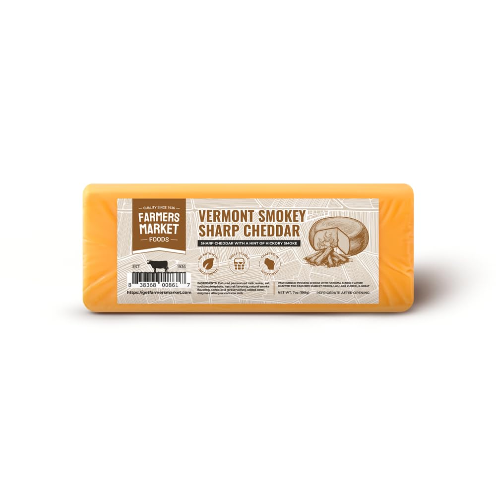 Farmers Market, Gluten Free, Keto, Paleo, Low Sodium, Zero Sugar, Wisconsin Cheese Gift Sets, 1-Pack, Vermont Smokey Sharp Cheddar