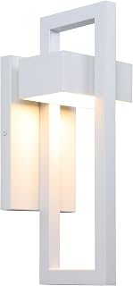 LamQee Outdoor Wall Lights Modern Exterior Lighting Fixtures, 3000K Integrated LED Outdoor Wall Sconce Lighting, Matte White Outside Wall Mount Lights for House Front Door Porch Garage Patio 1 Pack