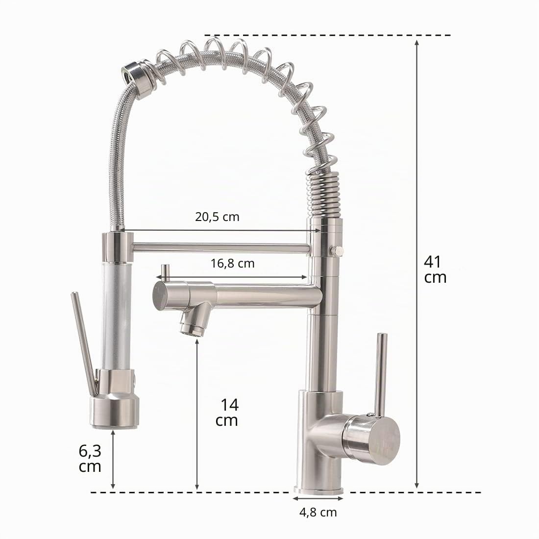 AIMADI Robinet Cuisine 2 en 1 avec Douchette et Bec Mobile Mitigeur Évier Nickel Brossé Bec Rotatif 360° Pulvérisateur Détachable et Télescopique