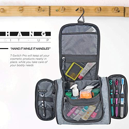 Image of FATMUG Travel Toiletry Kit Organizer Hanging Dopp Kit for Men Large Cosmetics Pouch for Women-L Grey