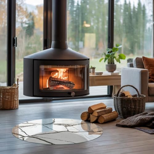 Placa bajo chimenea con acabado efecto mármol y bordes pulidos premium 4