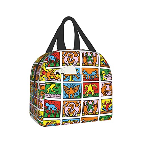 Pop Art K_Eith Har_Ing Lunch Tote Bag for Women Gifts Fashionable Collapsible Simple Modern DIY Bag Large