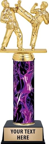 Crown Awards Customized Purple Inferno Karate Double Kick Trophy, 11" Karate Double Kick Trophy Award, Personalize Now