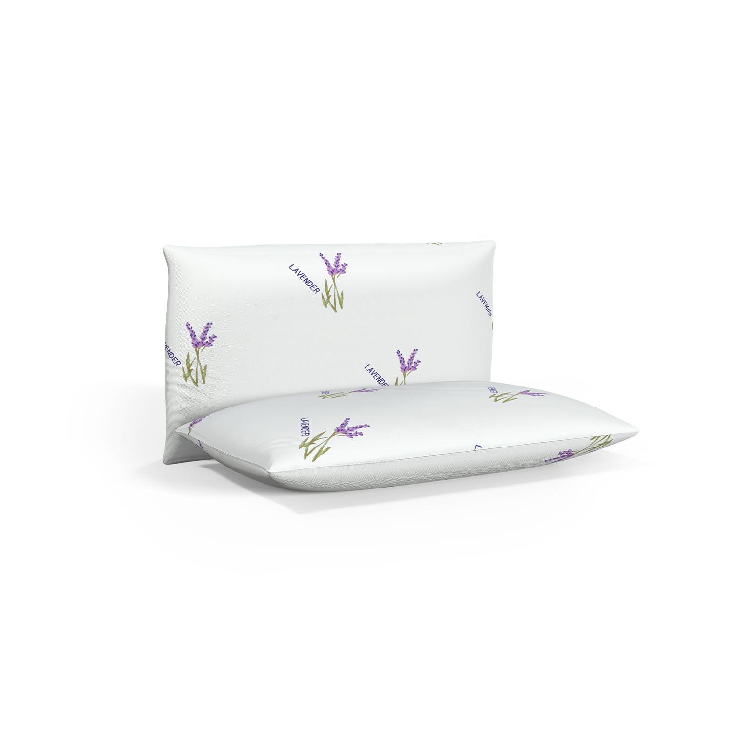 HOME STILL Memory Foam Bed Pillows 2 Pack, 40 x 70 x 12 cm, Lavender Pattern, Ergonomic Neck Support, Skin-Friendly Microfiber Cover, Comfortable Sleep, Machine Washable