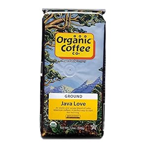 The Organic Coffee Co. Ground Coffee – Java Love (12oz Bag), Medium Roast, USDA Organic