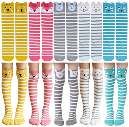 Image of Little Girl's Knee High Socks Over Calf Kids Overknee Stockings Bow Style