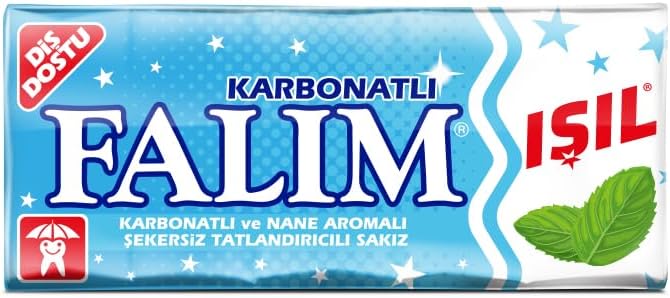 Falim Sugarless Plain Gum with Carbonat and mint aromatic, 20 Pack, 100 Pieces Each