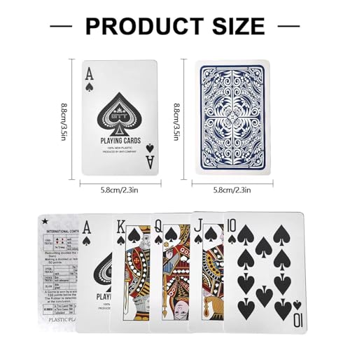 Generisch 2X Wasserdichter Kunststoff Spielkarten, Profi Kartendeck, Kartenspiele Für Bridge, Skat, Blackjack, Canasta, Texas, Romme, Go Fish, Camping (Rot & Blau) – Bild 3