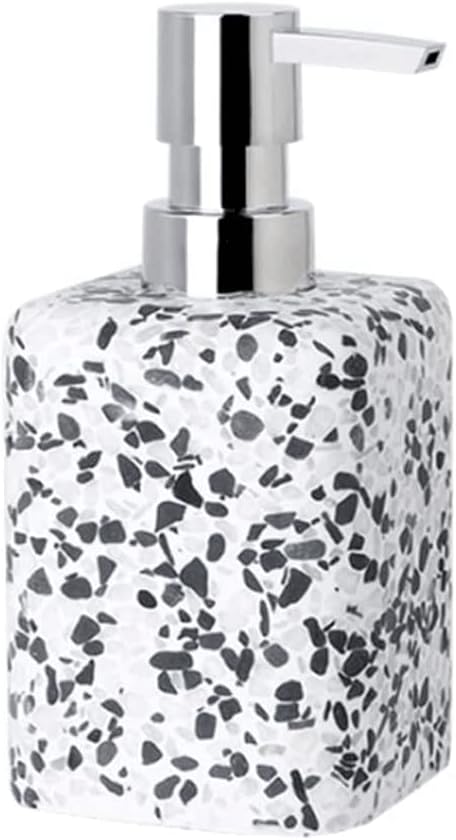 Pressed Soap Dispenser Terrazzo Soap Pump 3-Piece Set - Bathroom Accessories Set Lotion Dispenser 290ml/9.8oz,Red-B-Set,Red-B-Set