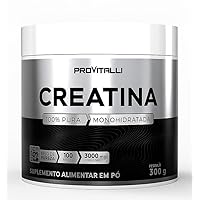 Creatina ProVitalli - Monohidratada 100% Creatine Pura, resistência, força, massa muscular. Pote 300G