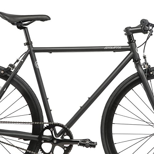 AVASTA Single-Speed Fixed Gear Urban Commuter Bike for Women and Men, Lightweight Unisex Fixie Bike, Flat Handlebar Flip Flop Hub City Road Bicycle, 58 Color Black - Thumbnail 7