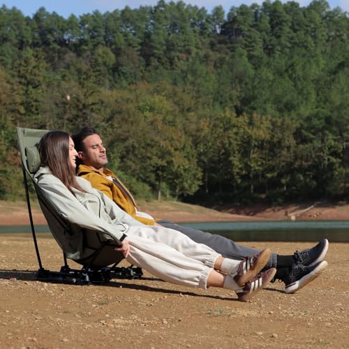 Wildhiker HuggleMode Silla plegable de camping con respaldo alto, 2 alturas de asiento - Verde miniatura 2